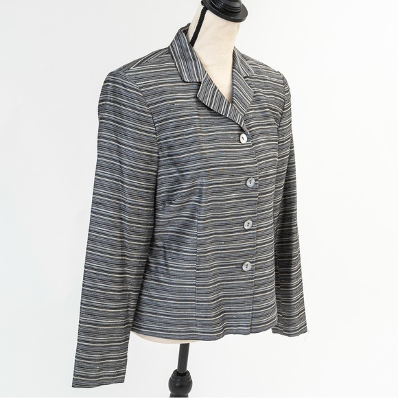 Worthington textured pattern neutral horizontal stripe pearl look buttons 10 - Picture 5 of 16